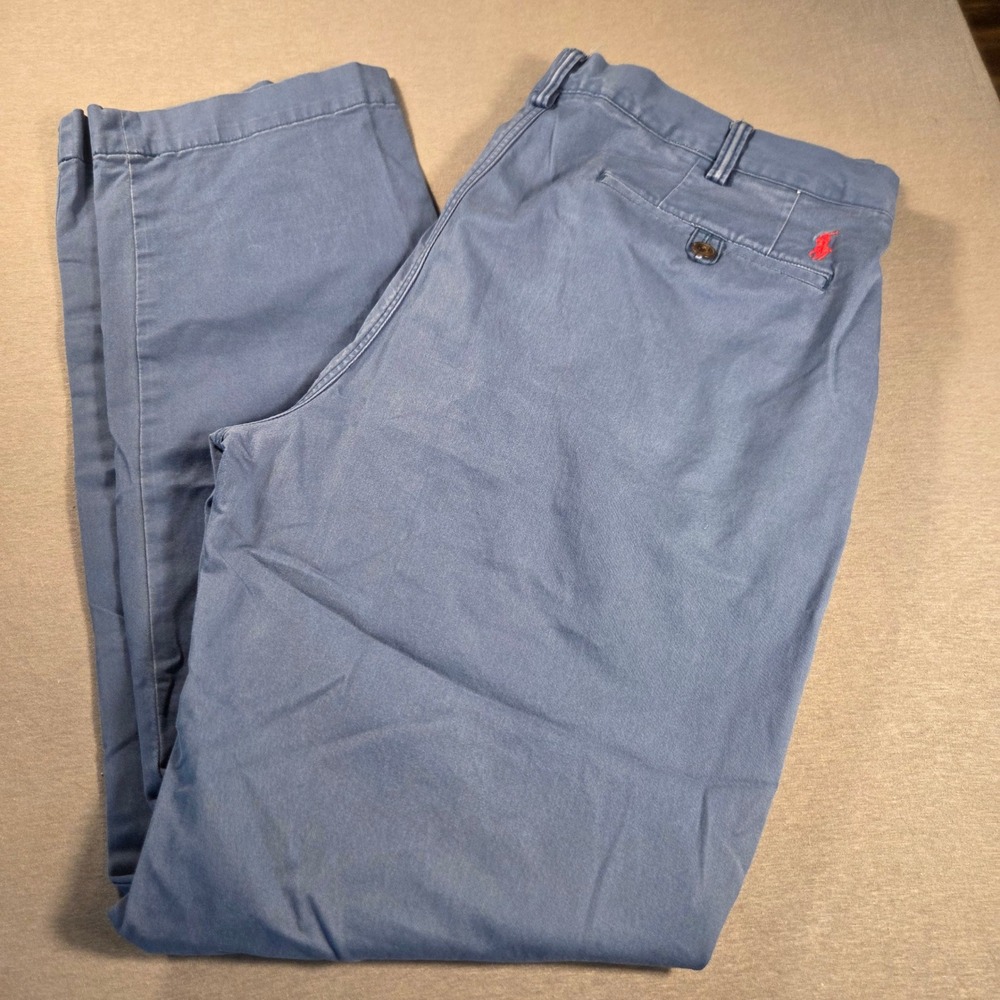 Polo Ralph Lauren Mens 38x34 Blue Stretch Straight Fit Chino Pants Pony